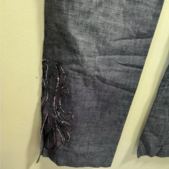 Kenneth Cole Vintage Y2K Embroidered Slit Flare Straight Leg Jean Pant Pocket 10 - Picture 11 of 16